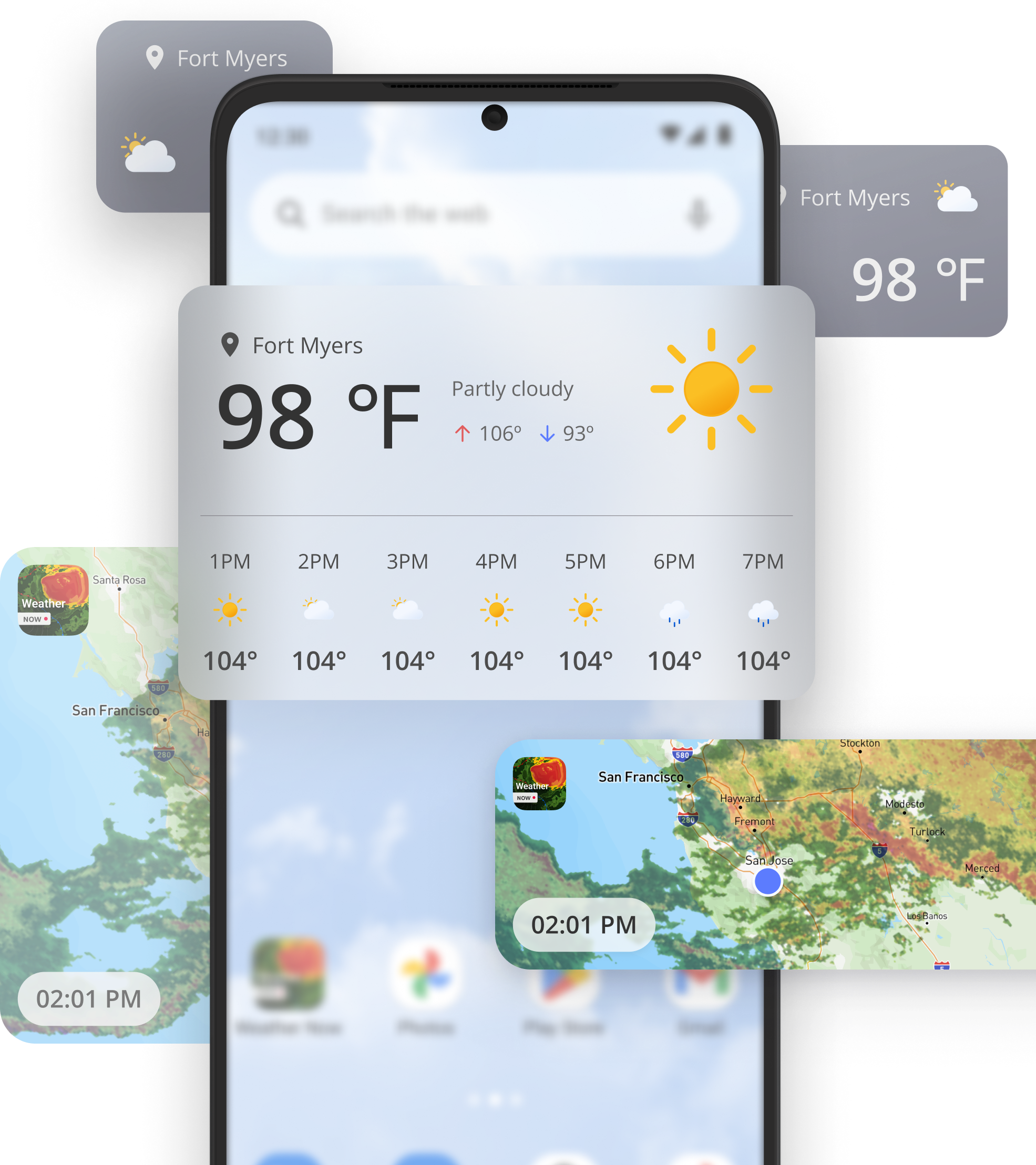 phone with Weather Now Launcher